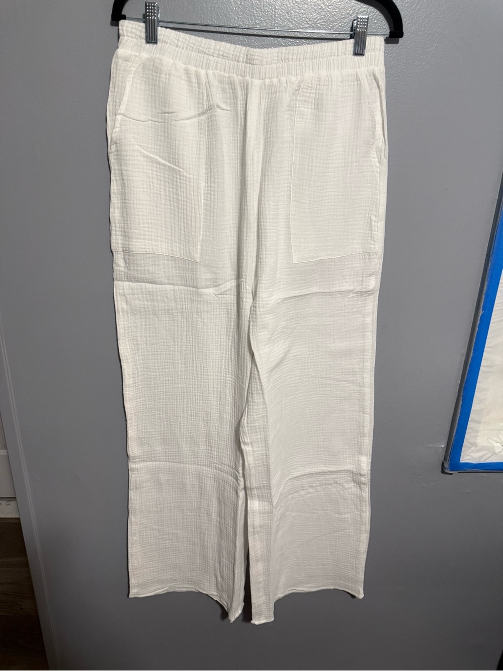 Zenana High-Waist Wide Leg Cotton Pants in Off White - Picture 2 of 3